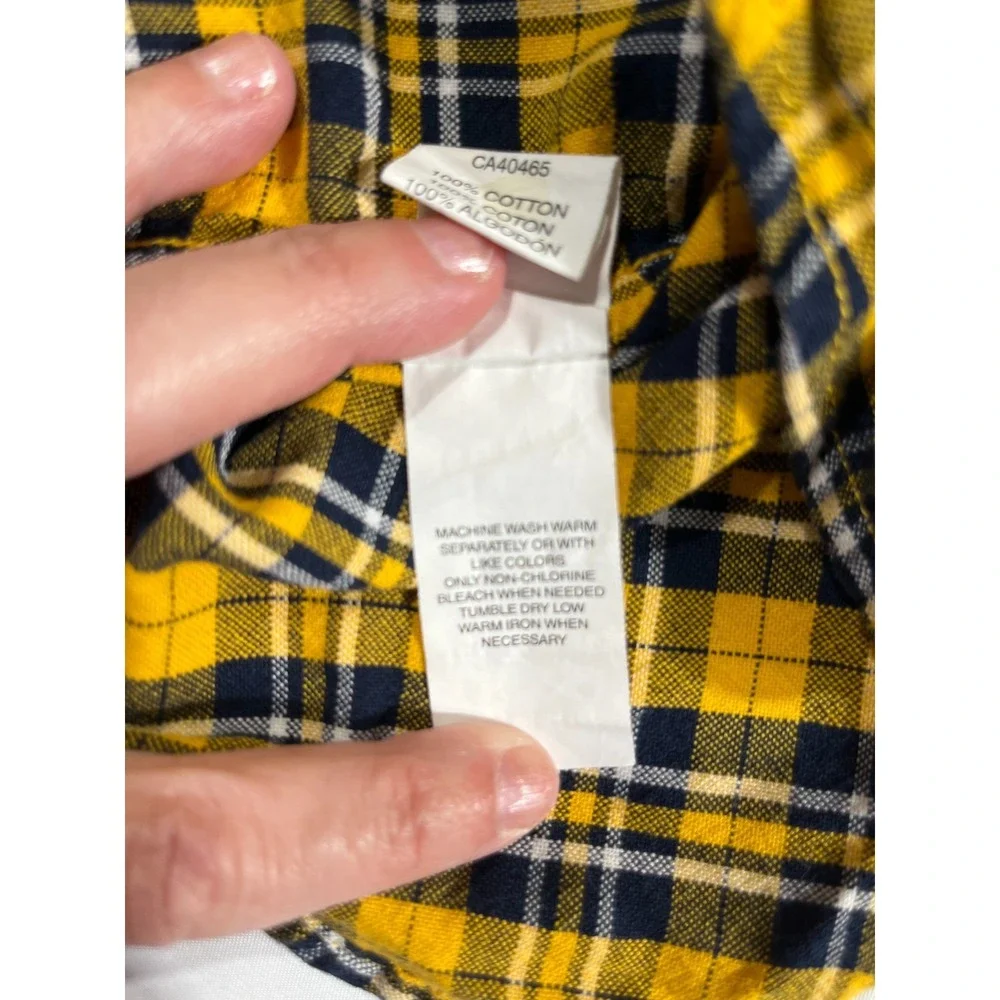 The Children's Place Boys 3T Yellow Plaid Button Up Shirt Long Sleeve Cotton